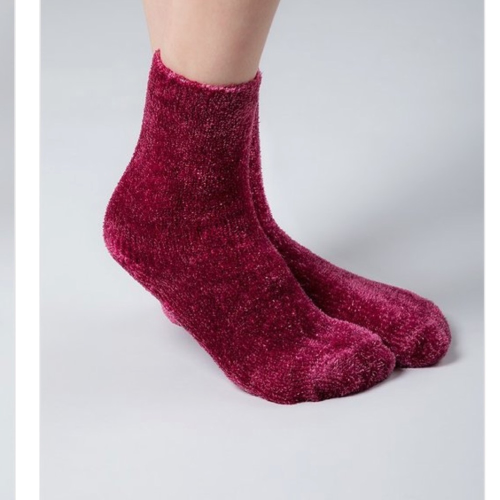 Coral Pink Chenille Socks - Picture 2 of 6